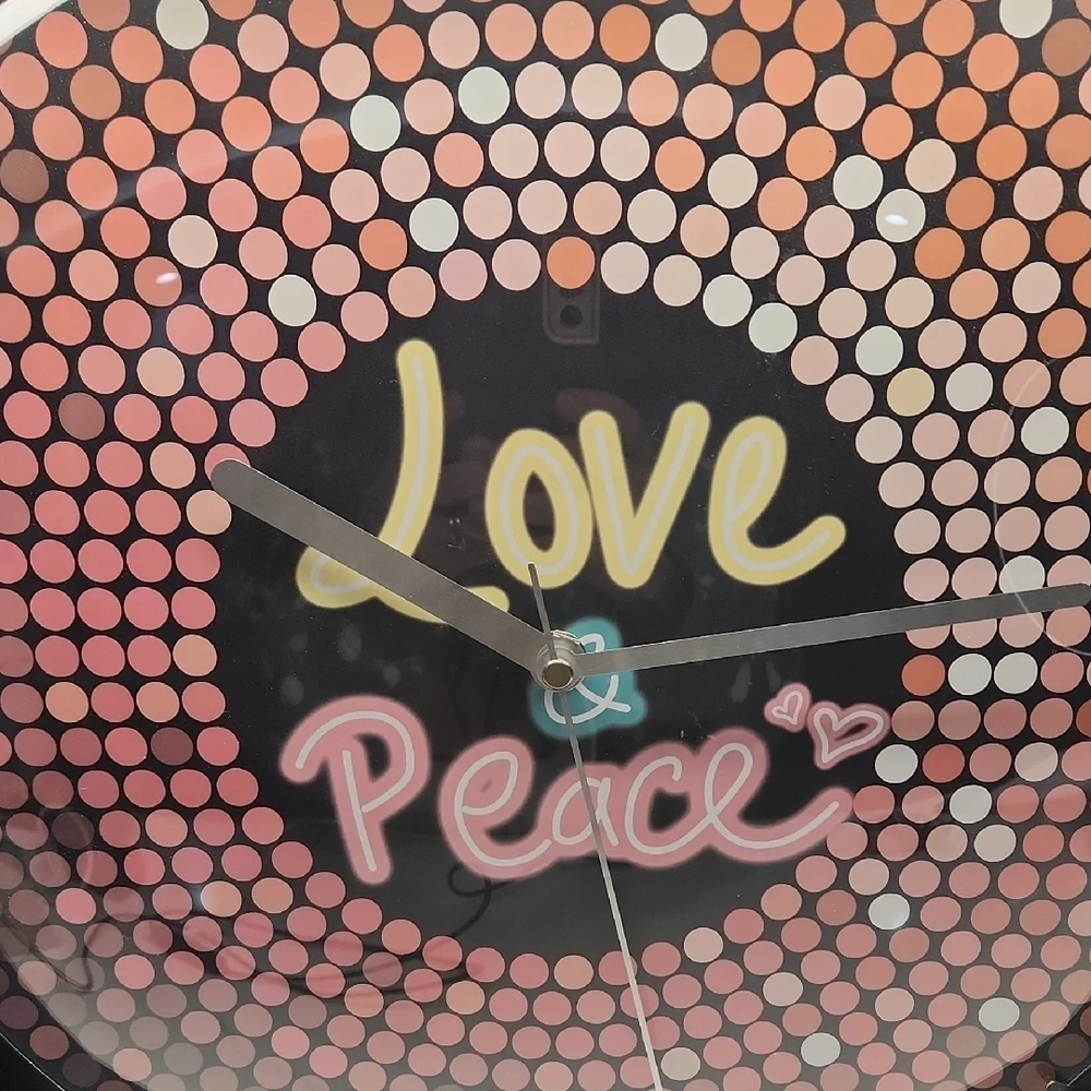 Love & Peace Wall Clock - Pink and Black
